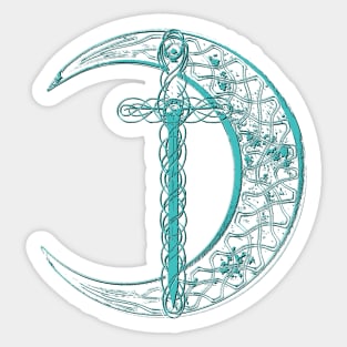 Blue Celtic Moon and Sword Sticker